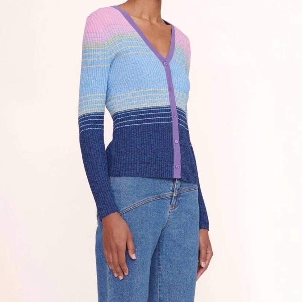 STAUD Pink and Blue Gradient Cardigan